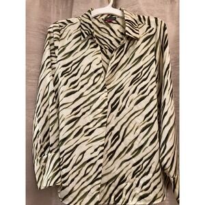 Vince Camuto Zebra Print Button Up Shirt Long Sleeve Women's Size Small